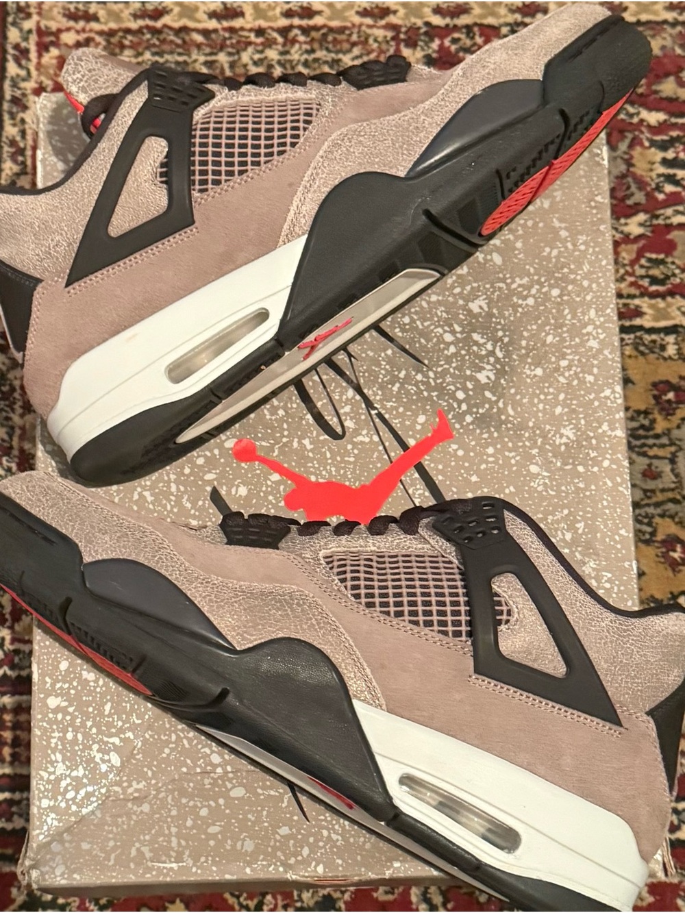 Jordan 4 Retro Taupe Haze with Black and Red Accents